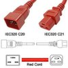 Netzkabel rot C20 zu C21, 0.9 Meter 20A/250V 12/3 SJT, UL/cUL Sony Green Partner