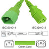 Kaltgeräteverlängerung C14 zu C13 grün 0.9m 10A 250V H05VV-F 3x0.75