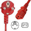 Netzkabel rot Stecker CEE 7/7 90°/IEC 60320-C13, 180cm, 3x1.0, CE