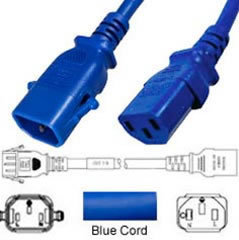 P-Lock Kaltgerätekabel blau C14 zu C13  1.5 Meter 10A 250V H05VV-F 3x0.75