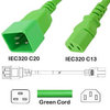 Green Power Cord C20 to C13 1.8m 15A 250V 14/3 SJT, UL/cUL