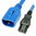 Kaltgeräteverlängerung blau W-Lock C14 zu C13  0.5m 10A 250V H05VV-F 3x1.00