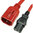 Red Power Cord W-Lock C14 Male to C13 Female 1.0 Meter 10A 250V H05VV-F 3x1.00