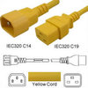 Netzkabel gelb C14  C19, 4.5m 15A 250V SJT 14/3, UL