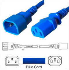 Kaltgeräteverlängerung Hybrid C14 zu C13 blau 1.5m 10A 250V H05VV-F 3x0.75 SJT 18/3 HVCTF 3x1.00