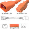 Netzkabel C20 zu C19 orange 1.2m 20A 250V 12/3 SJT UL/cUL