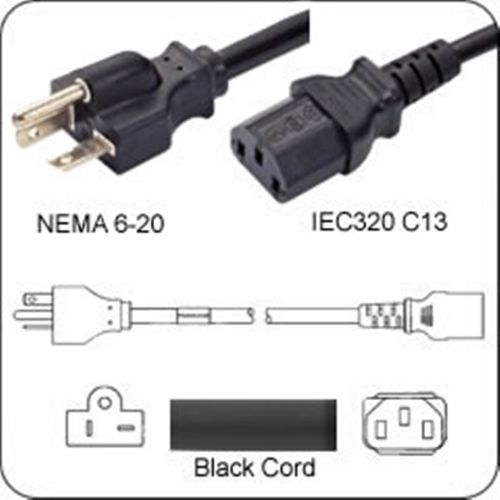 Netzkabel USA NEMA 6-20 -> C13, 14AWG, SJT, 15A/250V, 180 cm