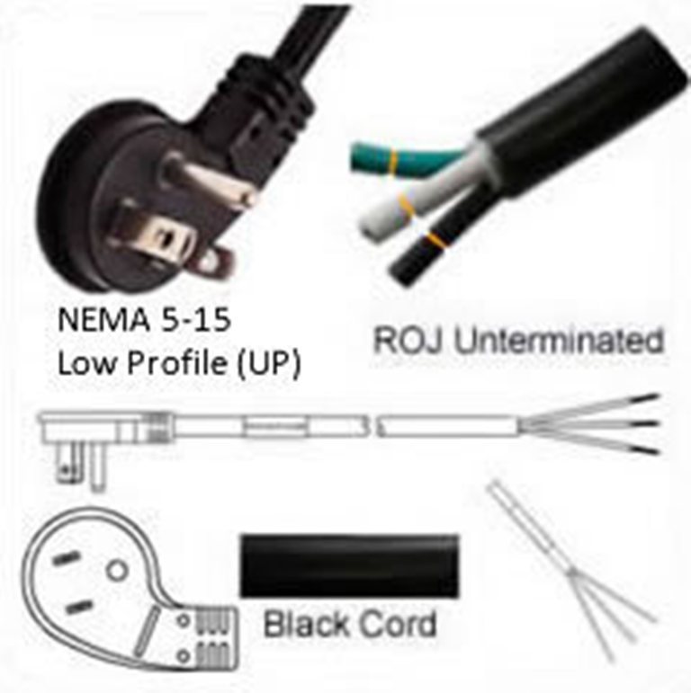 US Netzanschlusskabel - Nema 5-15 Plug to ROJ 15a/125v 14/3 SJT 250 cm
