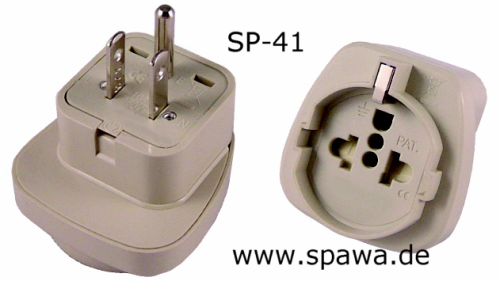 Adapterstecker USA - EURO 3-polig, mit Schutzkontakt