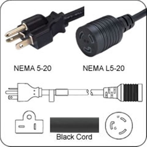 Adapterkabel NEMA 5-20 Stecker zu L5-20 Buchse 20A 125V, 0,3m