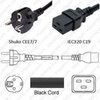 Netzkabel Stecker CEE 7/7 / IEC 60320-C19, schwarz, 1.00mm², 180cm