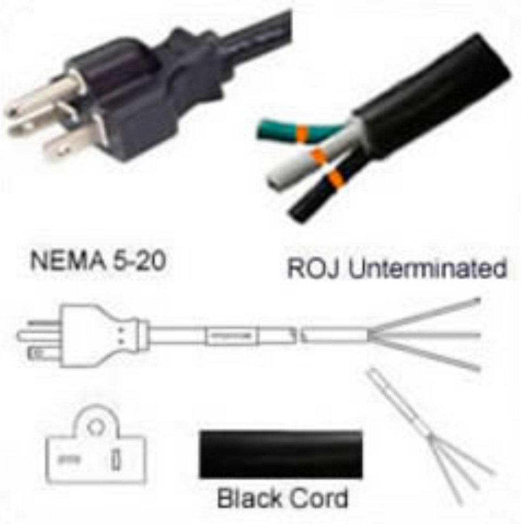 US Netzanschlusskabel - Nema 5-20 Plug to ROJ 20A/125V 12/3 SJT 320cm