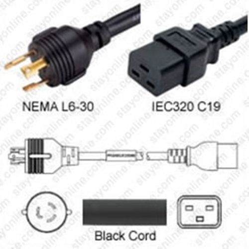 US Netzkabel Nema L6-30 zu C19 20A 250V 12/3SJT  250 cm