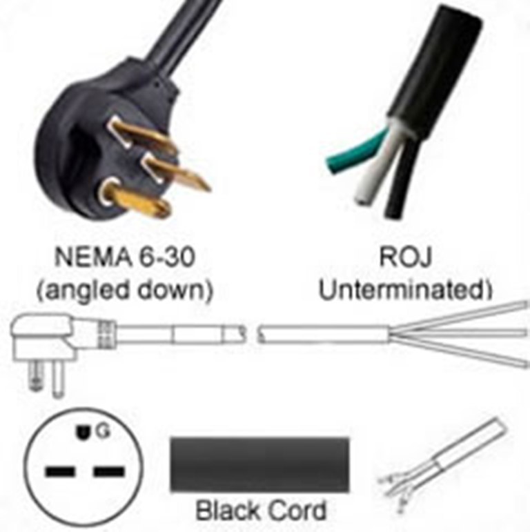 US Netzanschlusskabel - 10AWG Nema 6-30 Plug to ROJ 320 cm