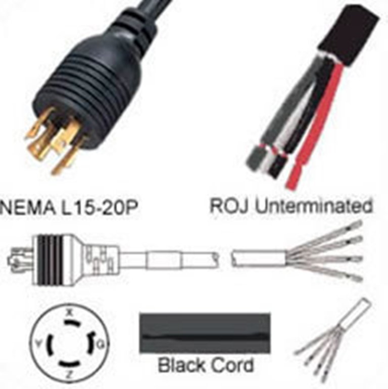 US Netzanschlusskabel - 12AWG Nema L15-20 Plug to ROJ 320 cm
