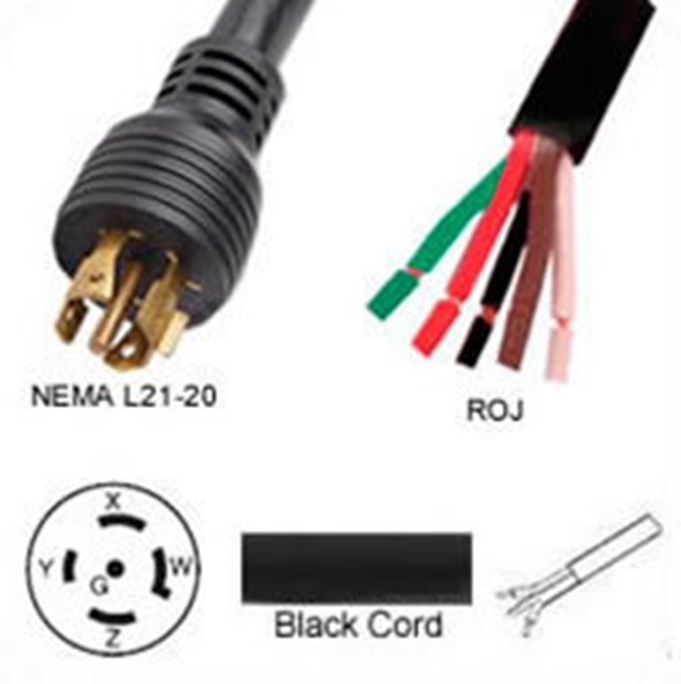 US Netzanschlusskabel - 12AWG Nema L21-20 Plug to ROJ 320 cm