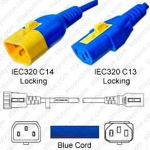 V-Lock Hybridkabel blau C14 zu C13 0,5m 10A 250V H05VV-F 3x0.75 / SVT 18/3
