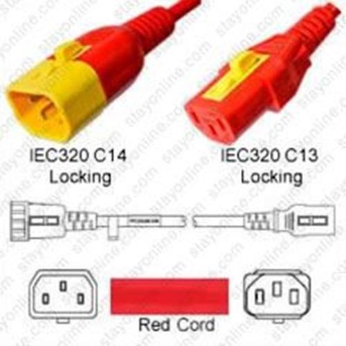 V-Lock Hybridkabel rot C14 zu C13 0,5m 10A 250V H05VV-F 3x0.75 / SVT 18/3