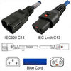 Kaltgerätekabel blau IEC Lock C14 zu C13 0,5 Meter 10A 250V SJT 18/3, UL