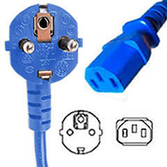 Netzkabel blau Stecker CEE 7/7 90°/IEC 60320-C13, 180cm, 3x0.75, CE