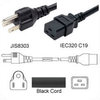 Netzkabel Japan JIS 8303 Stecker zu IEC60320-C19 15A 125V 3,0m
