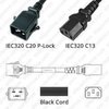 Netzkabel schwarz P-Lock C20 zu C13 4,5m 15A 250V 14/3 SJT