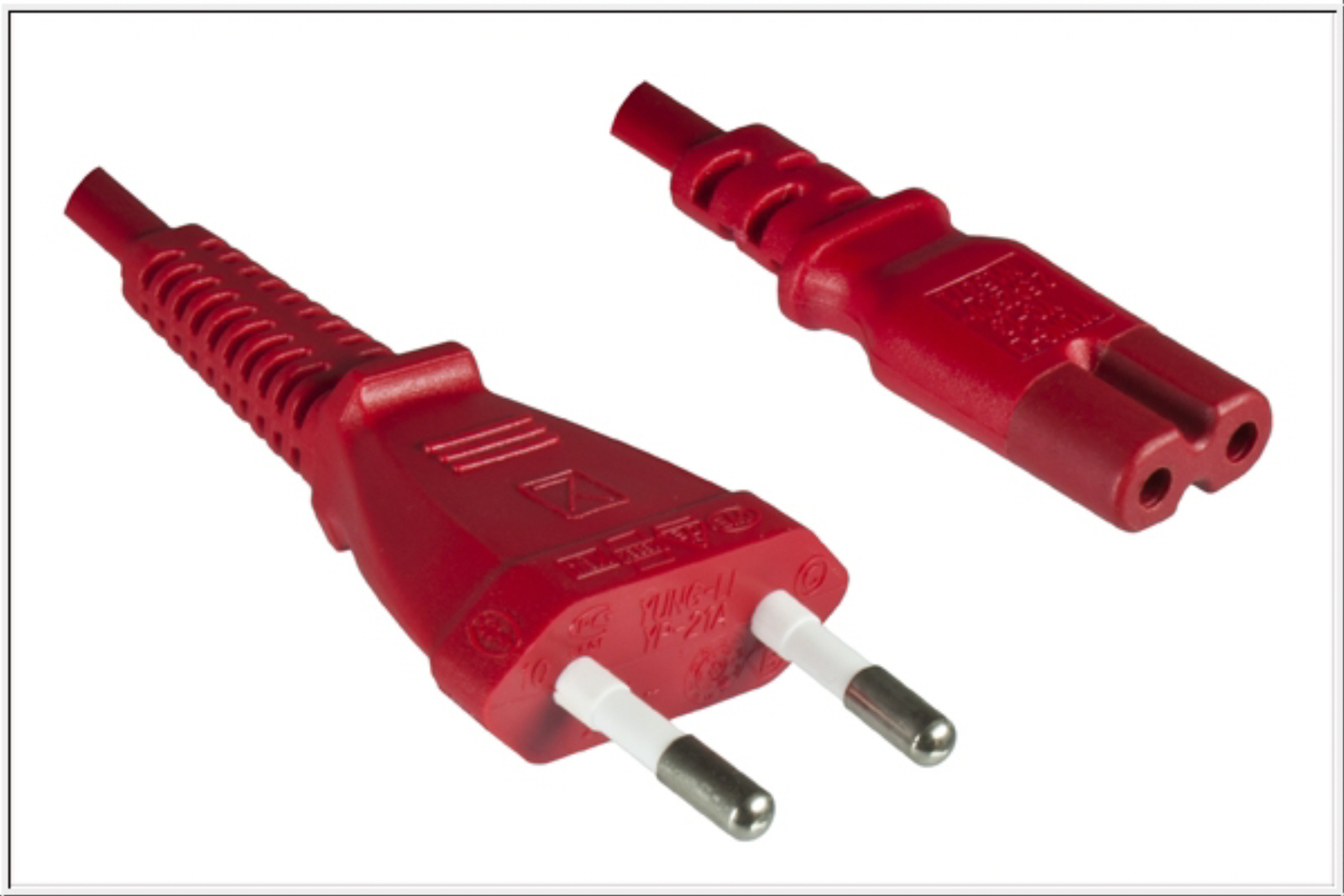 Netzkabel Eurostecker/IEC 60320-C7, rot 180cm, CE