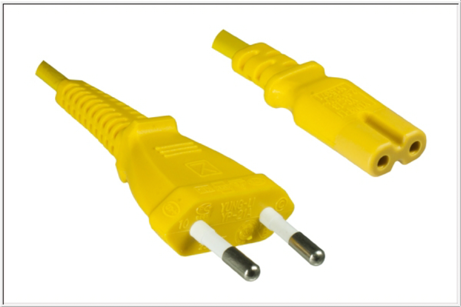 Netzkabel Eurostecker zu IEC 60320-C7, gelb 180cm, CE