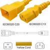 Netzkabel gelb C20 zu C13 1.2m 15A 250V 14/3 SJT, UL/cUL