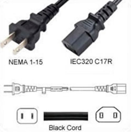 Netzkabel USA NEMA 1-15 -> C17, 18AWG, SVT, 10A/125V, 180 cm