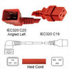 Netzkabel rot C20 li gewinkelt zu C19  0.9m 20A 250V 12/3 SJT