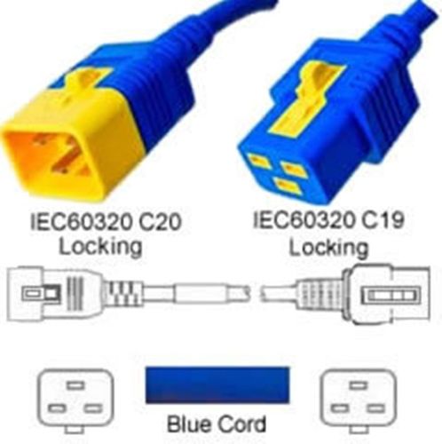 V-Lock Hybrd Netzkabel blau C19 zu C20 0,9m 16A 250V H05VV-F 3x1.50 / 14AWG