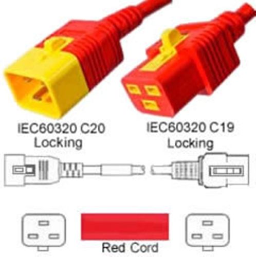 V-Lock Hybrid Netzkabel rot C19 zu C20 0,6m 16A 250V H05VV-F 3x1.50 / 14AWG