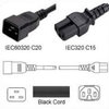 Netzkabel schwarz C20 zu C15, 2,5m 10A 250V, H05V2V2-F 3x1.00mm², VDE