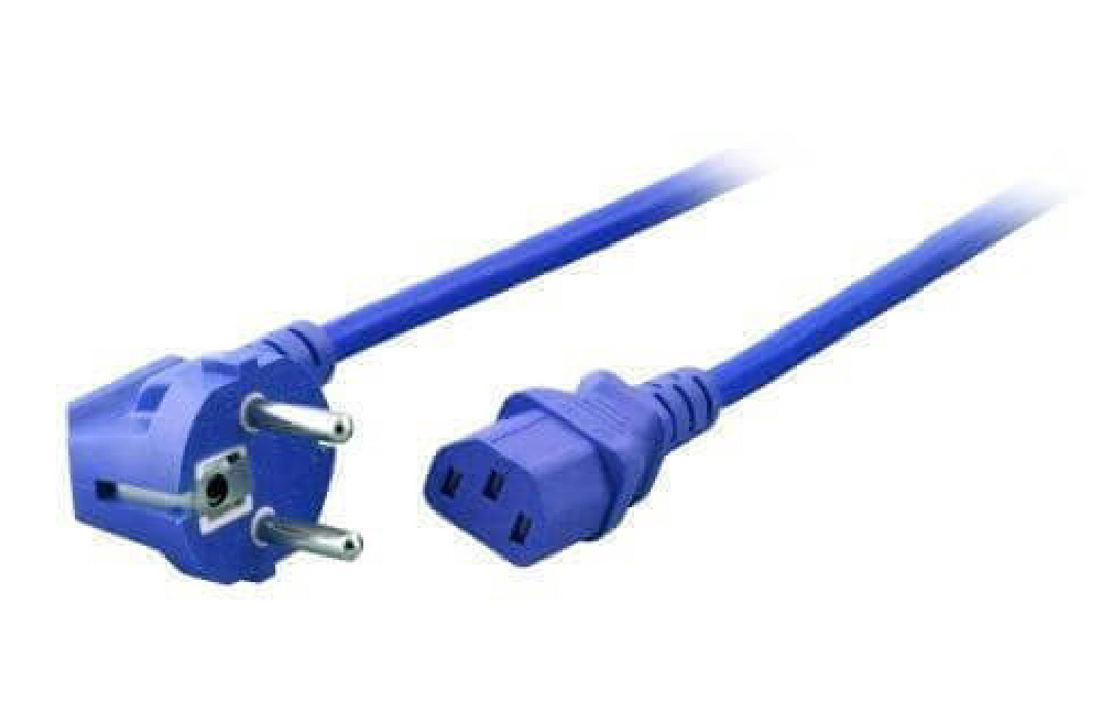 Netzkabel blau Stecker CEE 7/7 90°/IEC 60320-C13, 500cm, 3x1.0, CE
