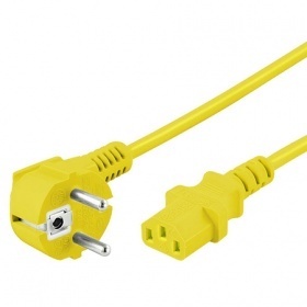 Netzkabel gelb Stecker CEE 7/7 90°/IEC 60320-C13, 300cm, CE
