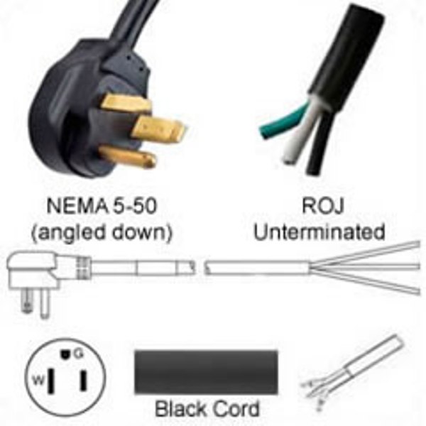 US Netzanschlusskabel - SOOW 6AWG Nema 5-50 Plug to ROJ 320 cm