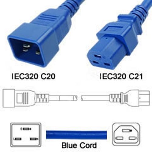 Netzkabel blau C20 zu C21, 4.5 Meter 20A/250V 12/3 SJT, UL/cUL Sony Green Partner