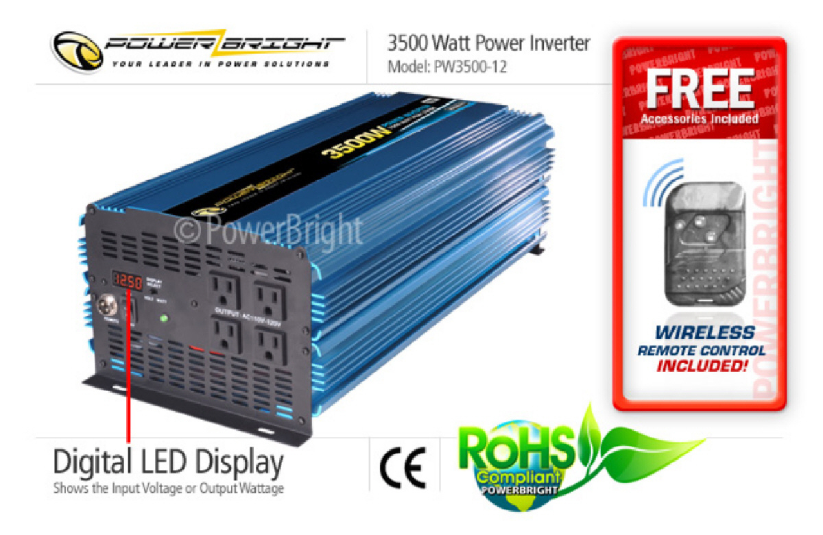 Power Inverter 12VDC zu 110VAC 3500 Watt mod: Sinusausgang, CE