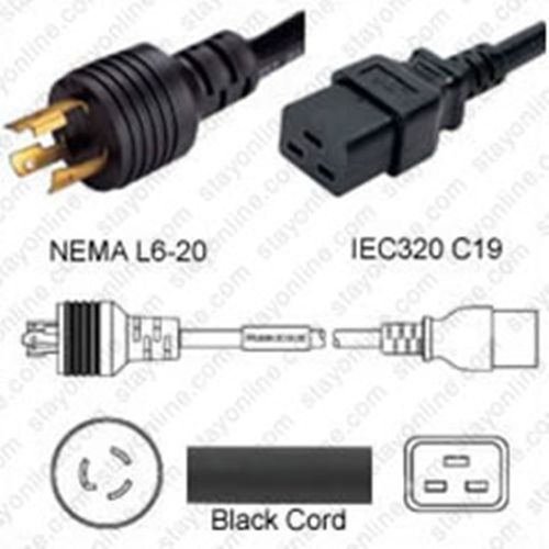 US Netzabel Nema L6-20 zu IEC60320 C19 2.5m 20A 250V 12/3 SJT