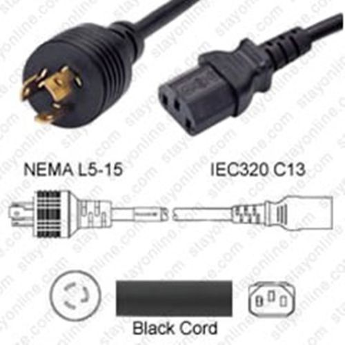 US Netzkabel - Nema L5-15 zu  IEC320 C13 125V 15A 14/3 SJT 250 cm