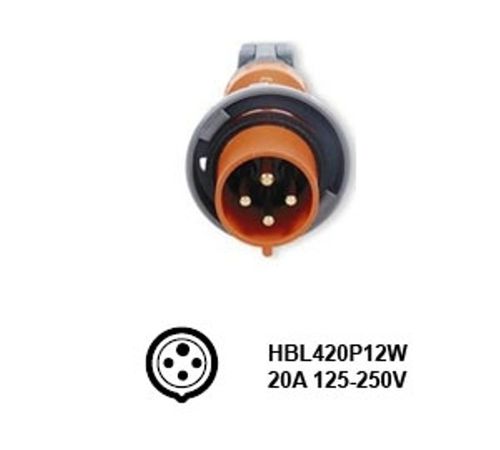 Netzstecker Hubbell HBL420P12W 125/250V 20A 3P4W IEC60309 Pin & Sleeve