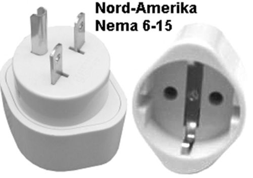 Adapter Nema 6-15 Stecker auf Schutzkontakt Steckdose 15A 250V