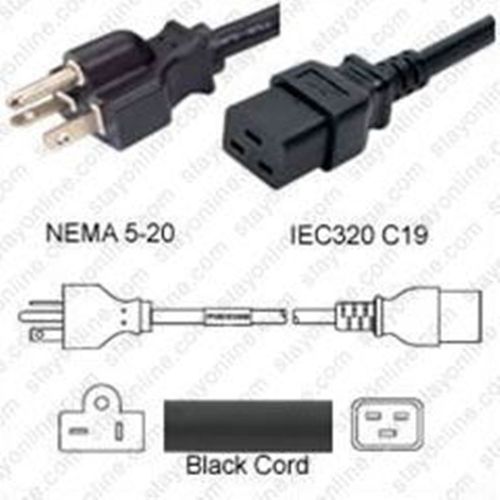 Netzkabel USA NEMA 5-20 -> C19, 12AWG, SJT, 20A/125V, 300cm