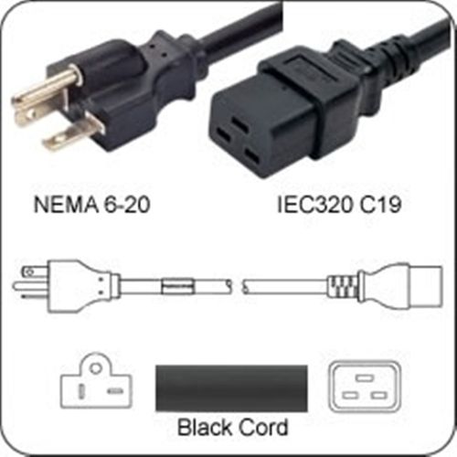 Netzkabel USA NEMA 6-20 -> C19, 12AWG, SJT, 20A/250V, 180 cm