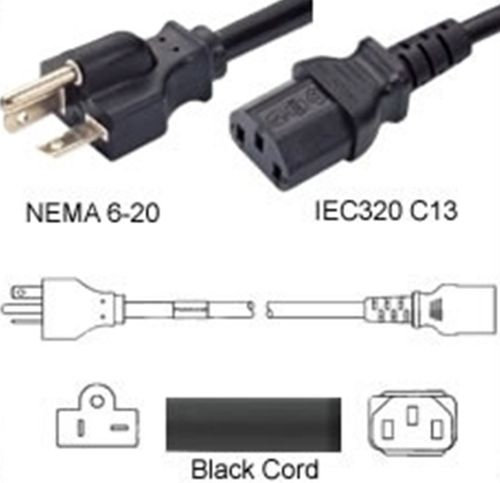 Netzkabel USA NEMA 6-20 -> C13, 14AWG, SJT, 15A/250V, 200 cm