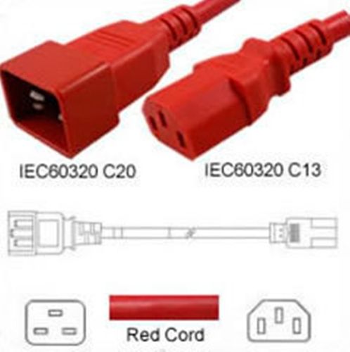 Netzkabel rot C20 zu C13 1.8m 10A 250V 18/3 SJT, UL/cUL