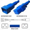 Hybrid Netzkabel C20 zu C19 blau 0.6m 16A 250V H05VV-F/SJT/HVCTF / 1.50mm²/15 AWG/2.00mm²