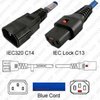 Kaltgerätekabel blau C14 zu C13 IEC Lock 0,5m 10A 250V H05VV-F, 3x1mm²