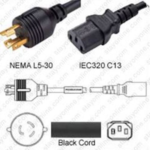 Netzkabel USA NEMA L5-30 -> C13, 14AWG, SJT, 15A/125V, 450cm